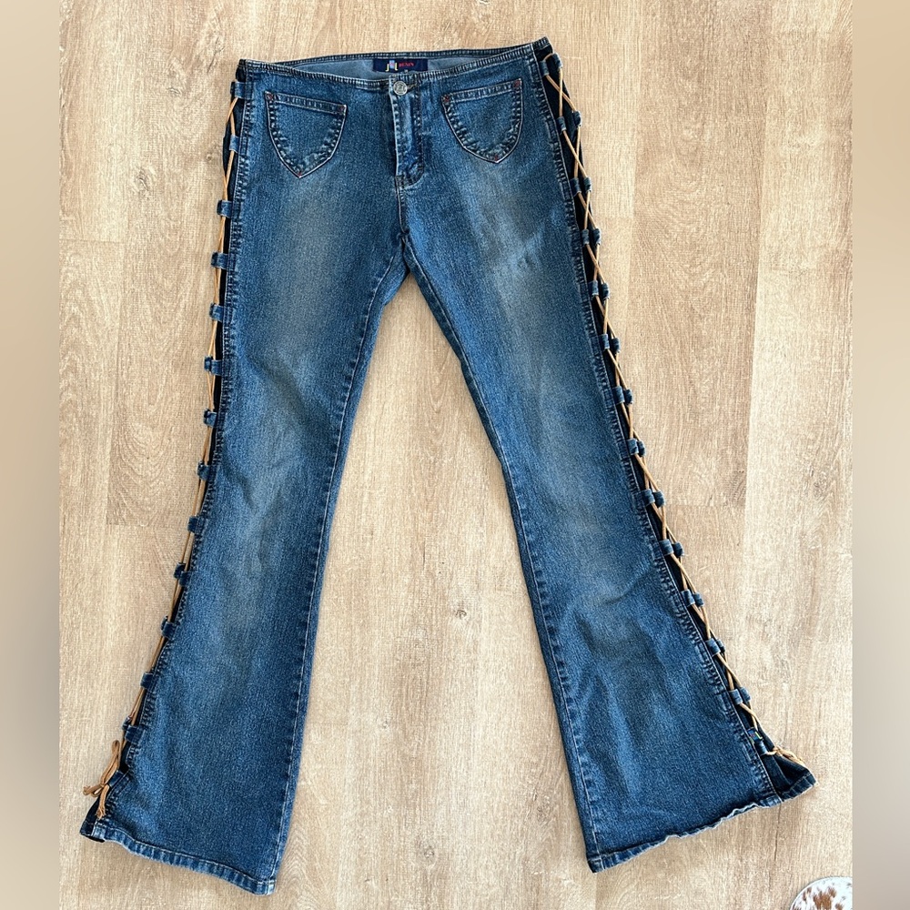 Lace up bootcut jeans